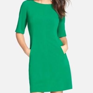 Tahari kelly green shift dress 3/4 sleeve